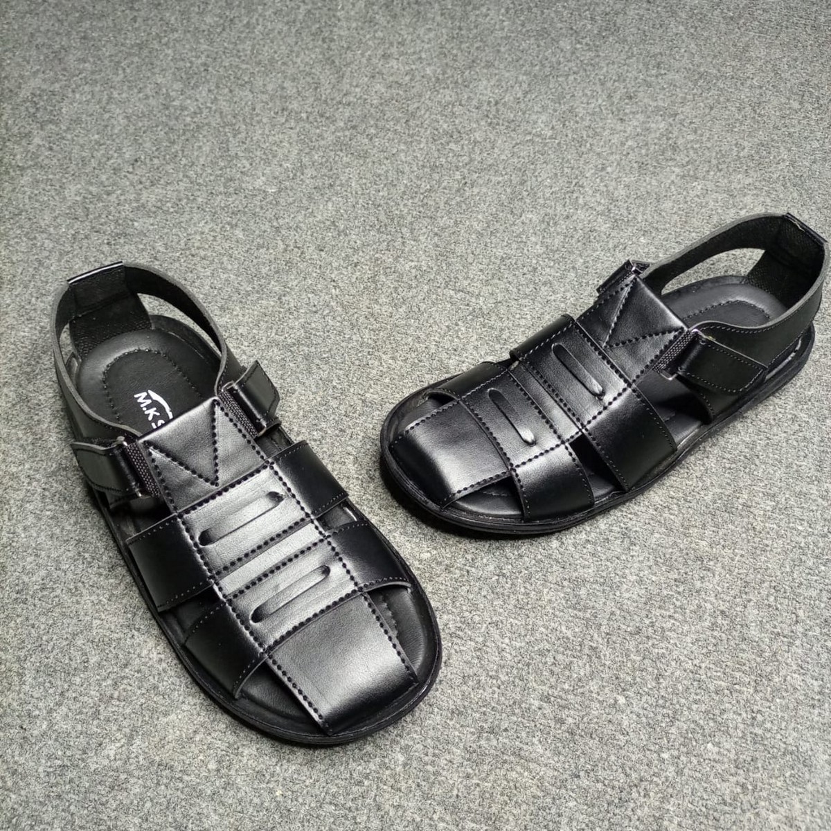 Black Leather Sandals for men